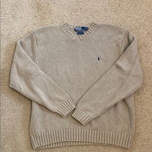 Polo by Ralph Lauren Gray V-Neck Sweater Classic Style